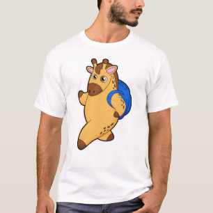 T-shirt Giraffe en tant qu'étudiant avec sac à dos