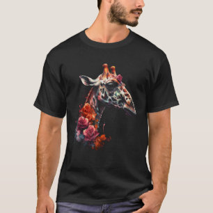 T-shirt Giraffe Fleurs d'oeuvres d'art Animal