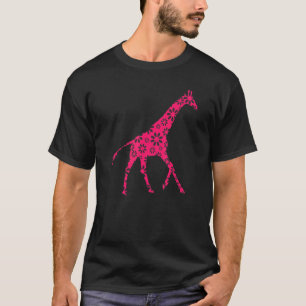 T-shirt Giraffe florale rose mignonne