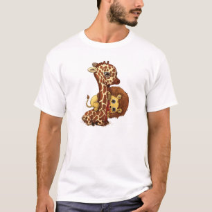 T-shirt Giraffe lunaire et Lion Jouer Art