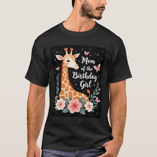 T-shirt Giraffe Mom of the Birthday Girl Matching Family L (Devant)