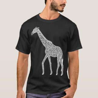 T-shirt Giraffe nubienne dessinée à la main art de l'encre