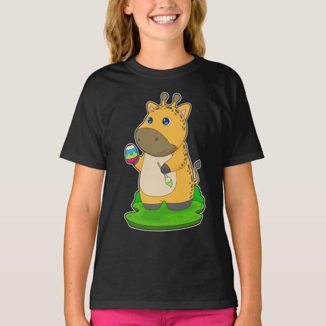 T-shirt Giraffe Pâques oeuf de Pâques Peinture brosse (Devant)