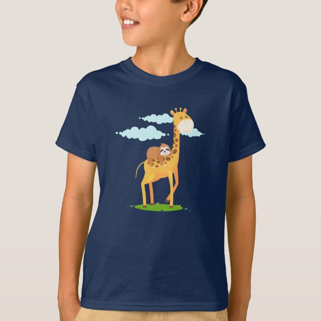 T-shirt Giraffe Sloth Funny Gift pour enfants (Devant)