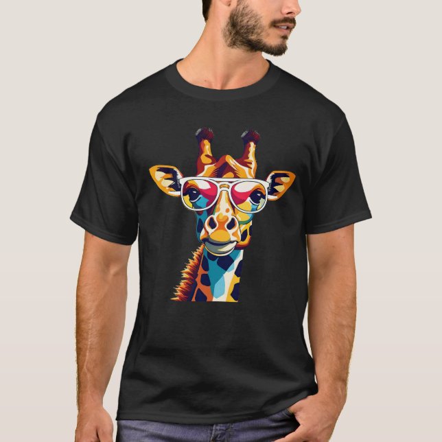 T-shirt Giraffe tendance avec lunettes Graphic - Amoureux  (Devant)