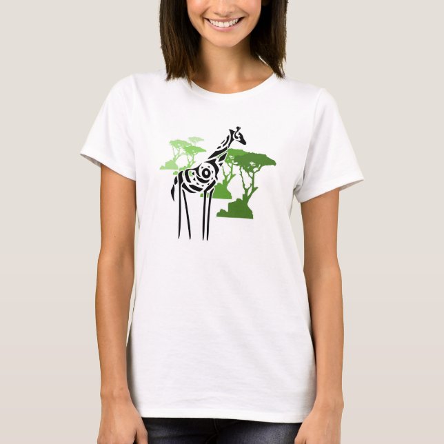 T-shirt Giraffe tribale - Vert (Devant)