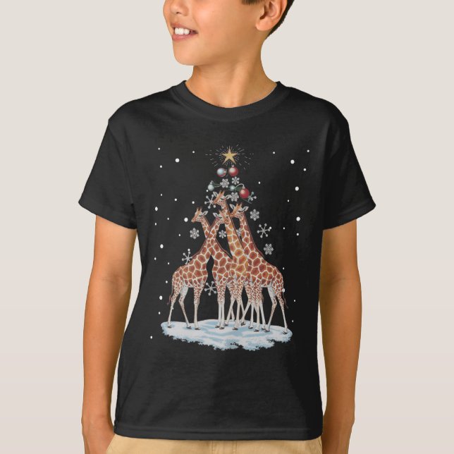 T-shirt Giraffes Arbre de Noël Giraffe Arbre de Noël Joyeu (Devant)