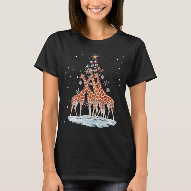 T-shirt Giraffes Xmas Tree Giraffe Christmas Tree Merry Ch (Devant)