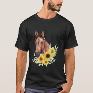 T-shirt Girl Horse équitation Vintage équestre Sunflower C
