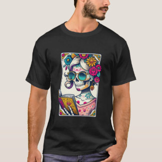 T-shirt Girl Skull Lire le livre The Reader Ghost Tarot Ca