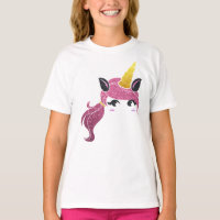 Girl Unicorn long cheveux tee