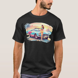 T-shirt Girl with car and dream nature friend