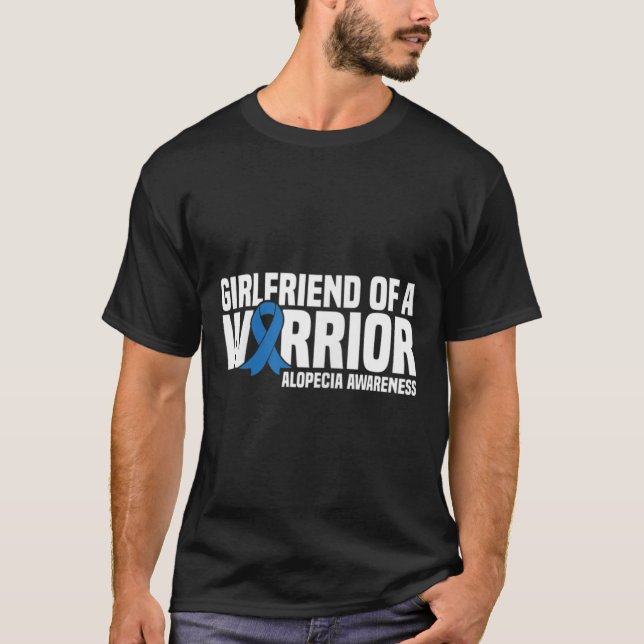 T-shirt Girlfriend d'un guerrier Bleu Ruban Alopecia Aware (Devant)