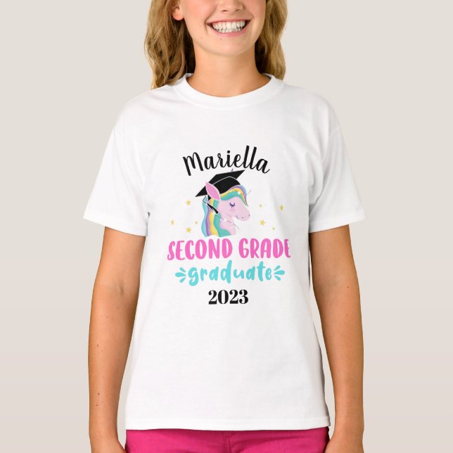 T-shirt Girls 2nd Grade Unicorn graduation (Devant)