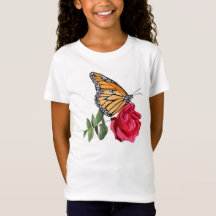 T-shirt Girls avec le papillon Monarch sur la rose