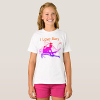 Girls Gymnastique I Love Bars Swirl Gymnast T-Shir