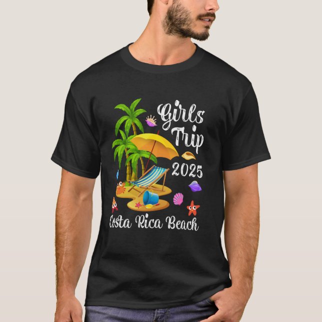 T-shirt Girls Trip 2025 Summer Vacation Costa Rica Beach (Devant)