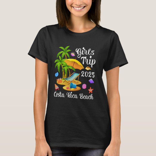 T-shirt Girls Trip 2025 Summer Vacation Costa Rica Beach (Devant)