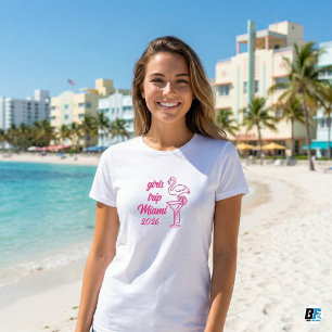 T-shirt Girls Trip Miami 2026 Martini Flamant Rose Match