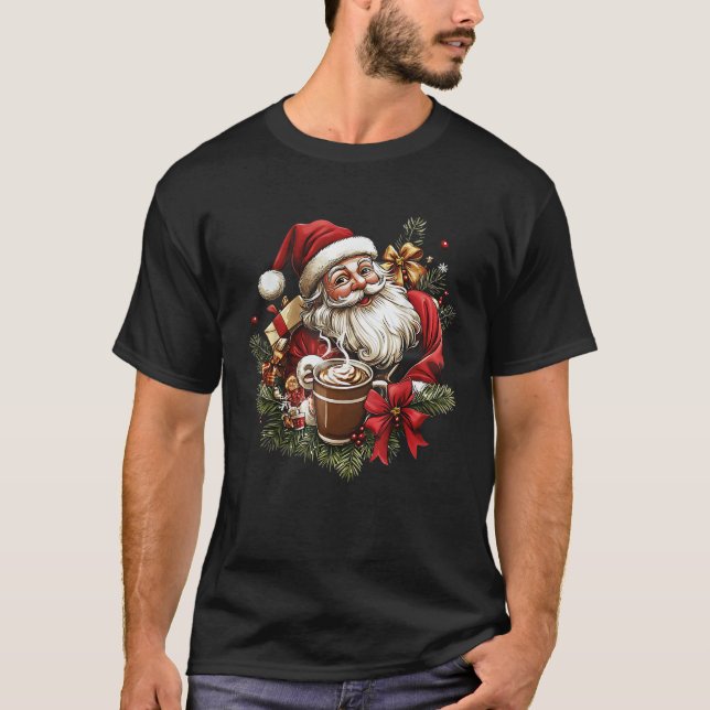 T-shirt Girly Coquette Bow Santa Christmas Tree Candy cake (Devant)