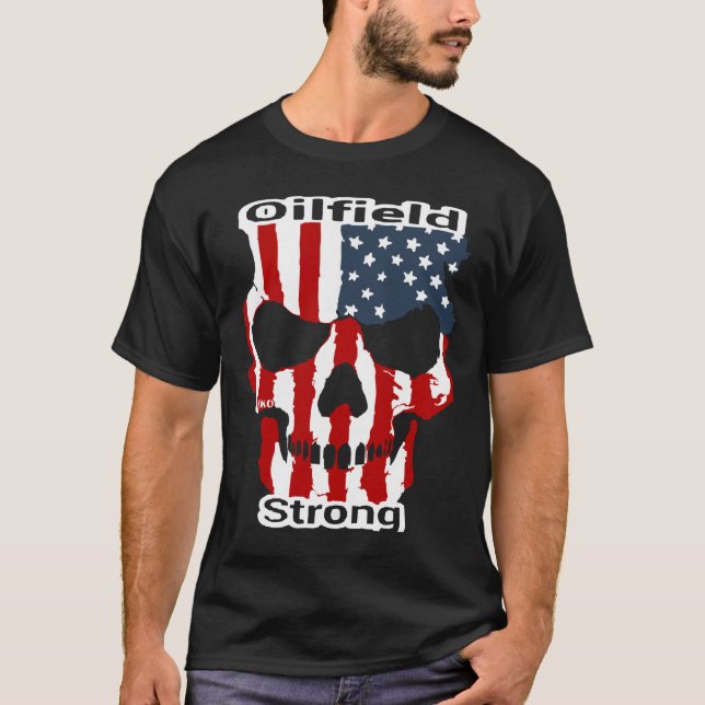 T-shirt Gisement de pétrole bleu blanc rouge fort (Devant)