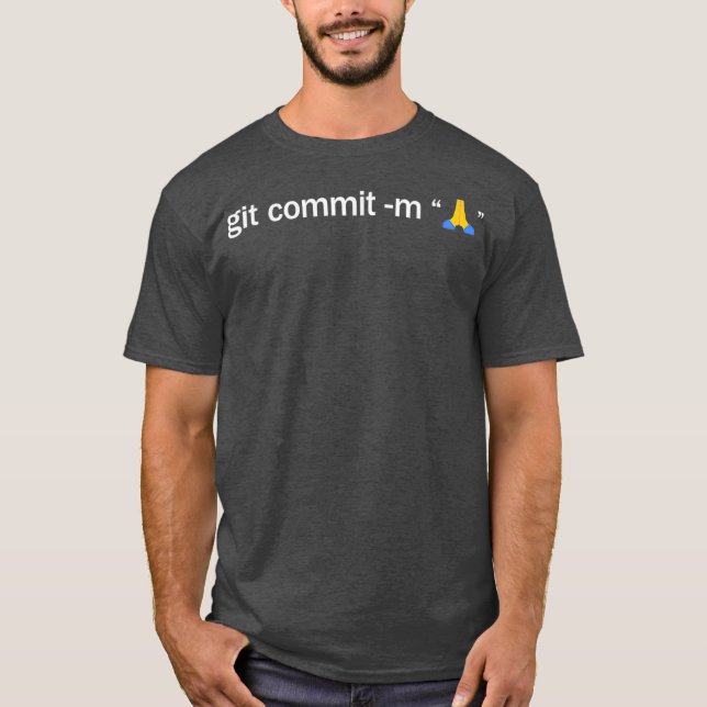 T-shirt Git Commit Prayer Hands Programmeur (Devant)