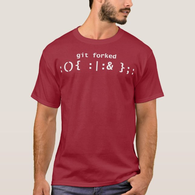 T-shirt Git Fork Linu Fork Bomb Bash Shell Uni (Devant)