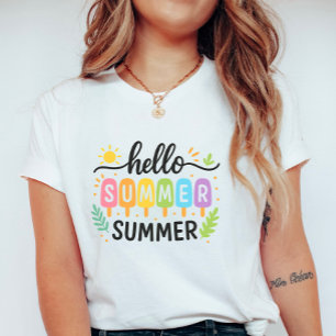 T-shirt Glace colorée Bonjour l'été Pop; Jolie vacances
