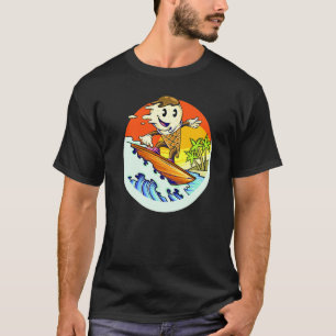 T-shirt Glace Crème Cône À Riding Vagues Sur Surfer À Be