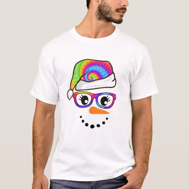 T-shirt Glaces de teinture de visage de Snowman Santa Hat  (Devant)