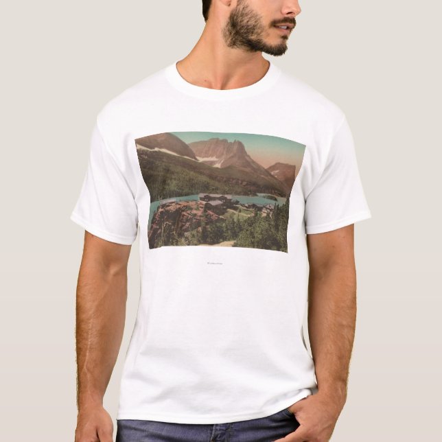 T-shirt Glacier, TA - vue des chalets et St Marys de lac (Devant)