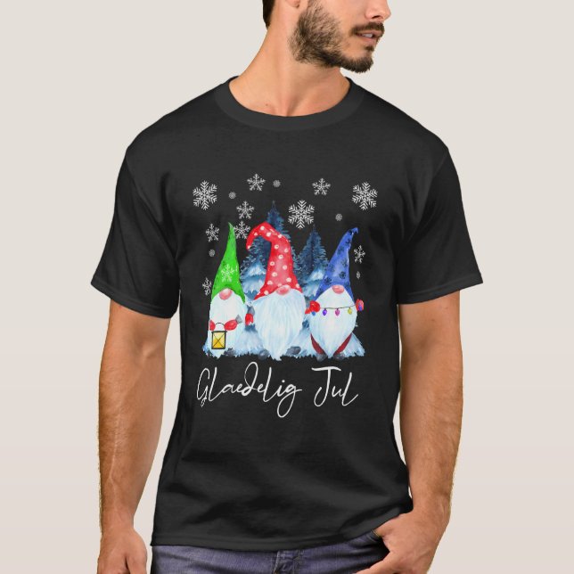 T-shirt Glaedelig Jul Nordic Gnomes Tomte Nisse Danish (Devant)