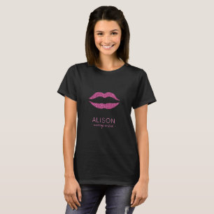 T-shirt Glam noir rose chaud parties scintillant gros pein