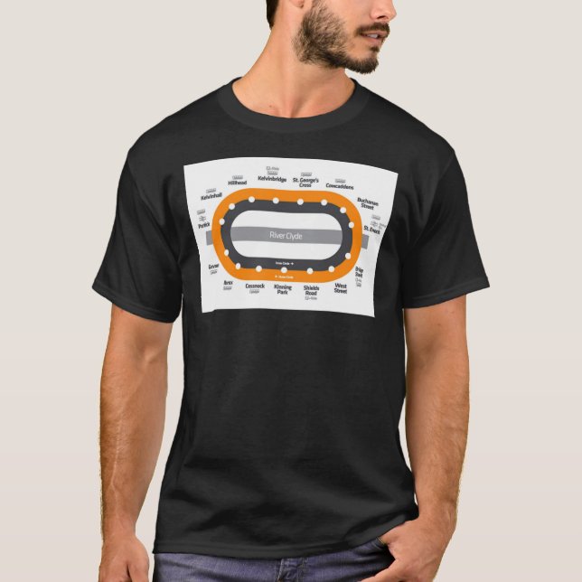 T-shirt Glasgow Scotland métro Métro Métro Carte Train Ess (Devant)