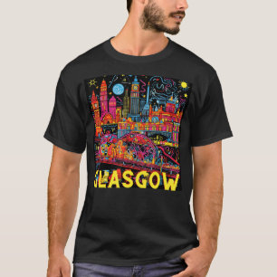 T-shirt Glasgow Scotland UK City Modern Pop Art coloré T