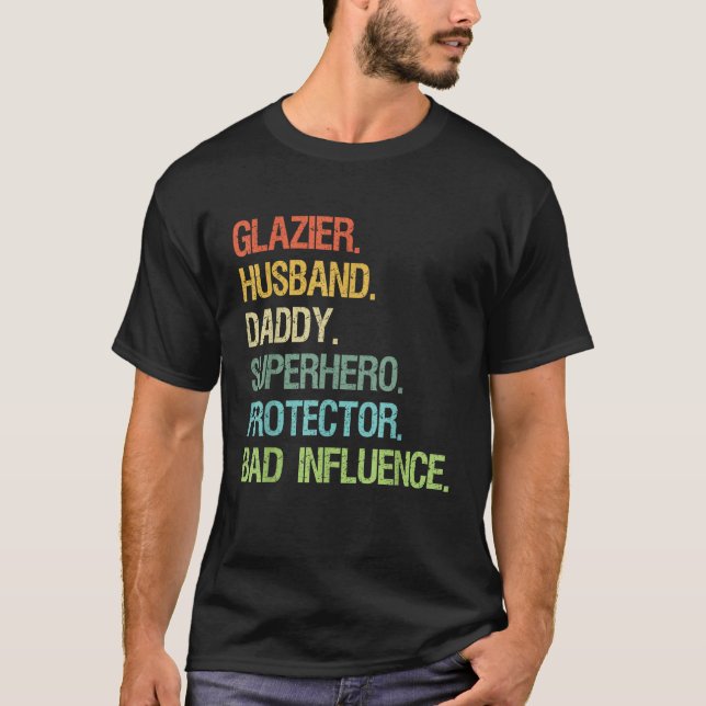 T-shirt Glazier Mari Daddy Superhero Protecteur DAD (Devant)