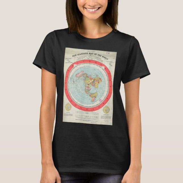T-shirt Gleason's New Standard Map Of The World - Flat Ear (Devant)
