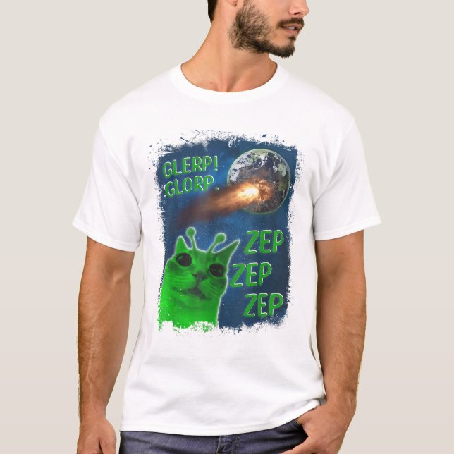 T-shirt Glerp Glorp Chat Alien amusant (Devant)