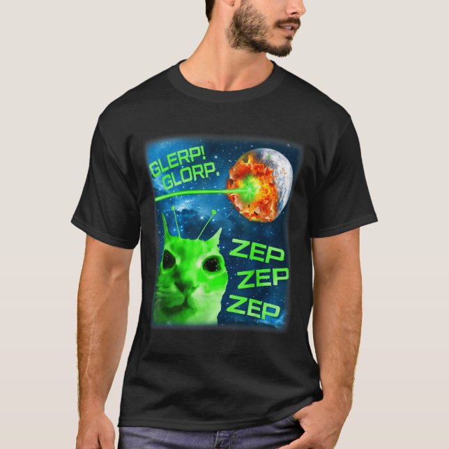 T-shirt Glerp Glorp Funny Alien Cat Brainrot Meme  (Devant)