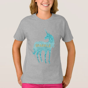 T-shirt Glitzy Purple Lilac Mint Aqua Sparkle Unicorne