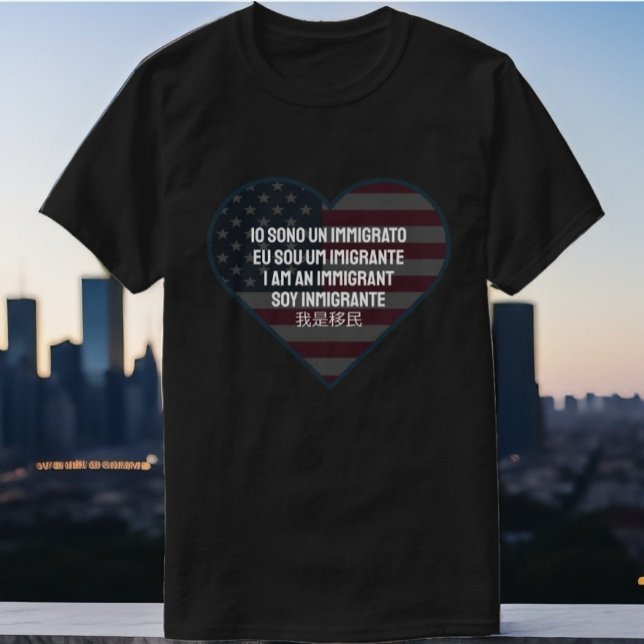T-shirt Global Tapestry: I am an immigrant with heart flag (Créateur téléchargé)