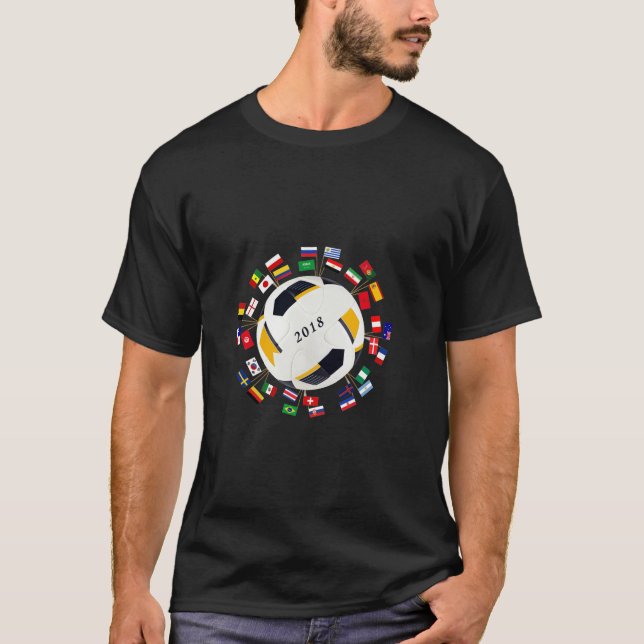 T-shirt Globe 2018 de tasse du football du monde avec le (Devant)