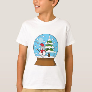 T-shirt Globe de neige avec Snowman et Pine Tree
