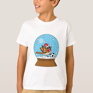 T-shirt Globe de neige avec un moineau mignon jouant au so