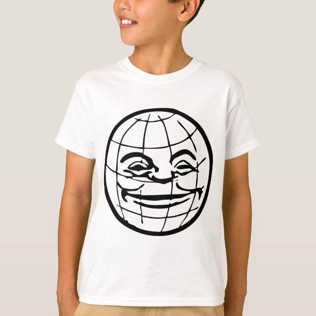 T-shirt Globe de sourire, la terre, visage, monde heureux, (Devant)