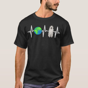 T-shirt Globe Planet Terre Grande Pyrénées Heartbeat Chien