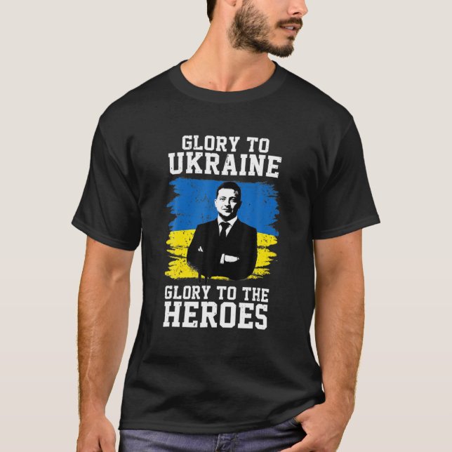 T-shirt Gloire À L'Ukraine Gloire Aux Héros Volodymyr Zel (Devant)