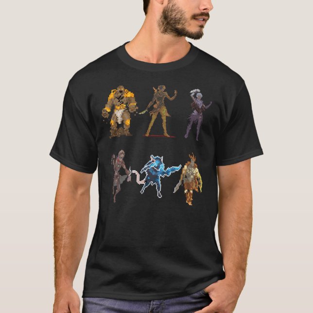 T-shirt Gloomhaven Starter Caractères Pixel Design - Carte (Devant)