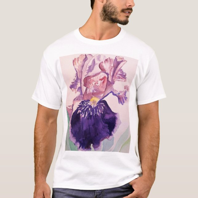 T-shirt Glorioues Purple Iris Aquarelle Peinture (Devant)