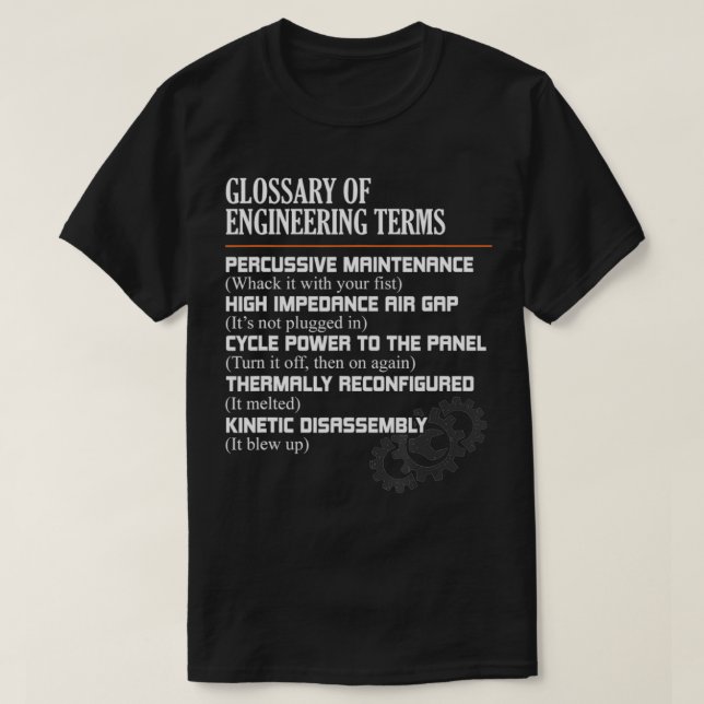 T-shirt Glossaire des termes d'ingénierie Drôle d'ingénieu (Design devant)
